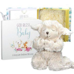 Baby Praying Musical Lamb and Prayer Book Gift Set in Keepsake Box,Baptism Gifts